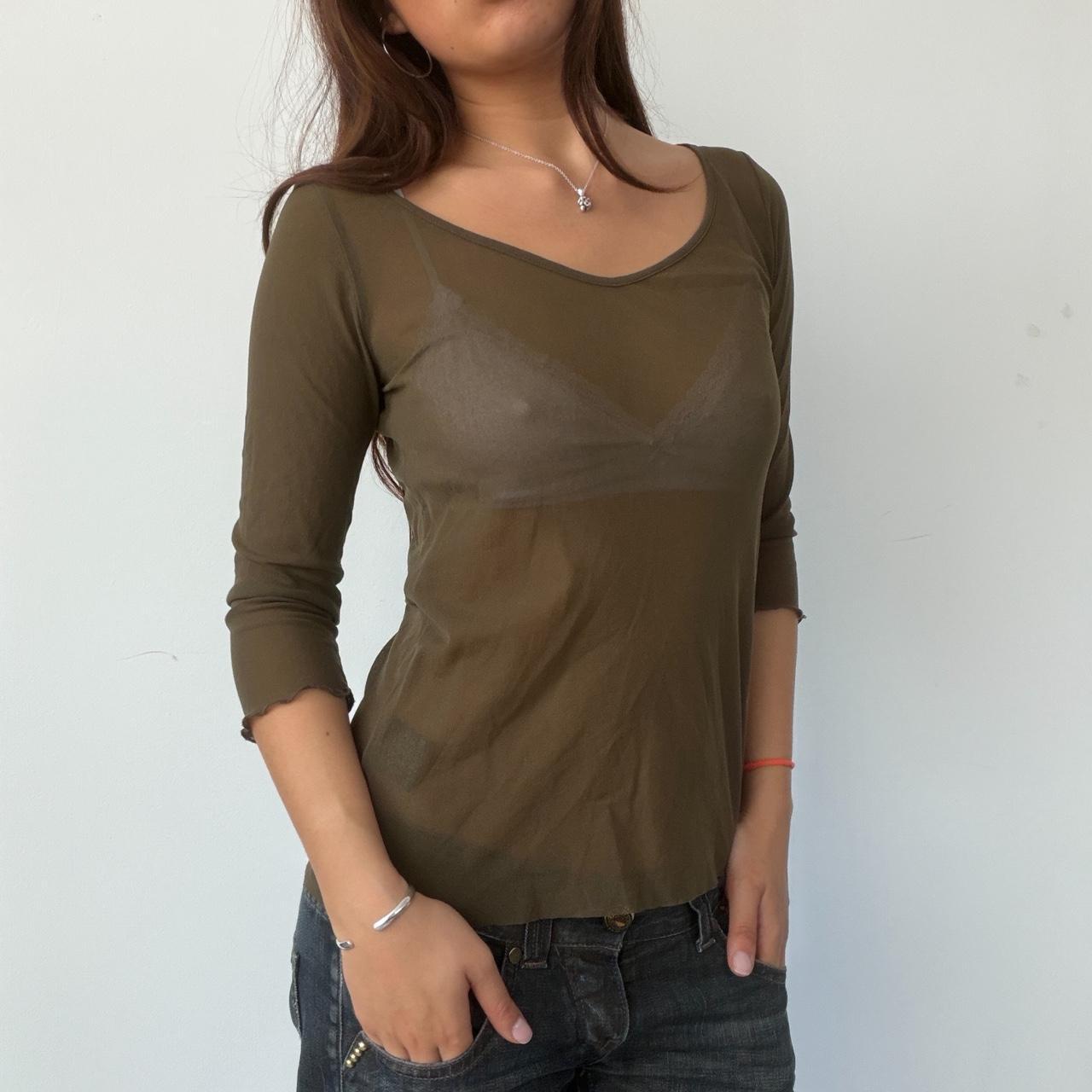 Vintage Khaki Cop Copine Sheer Top