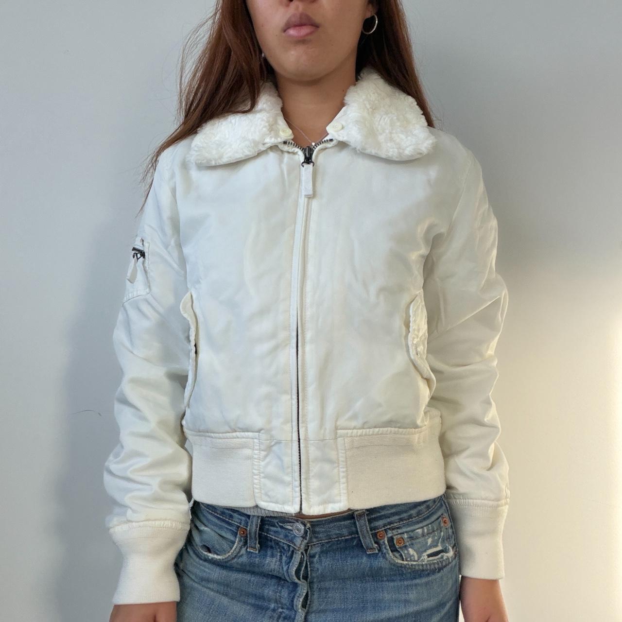 Vintage White Fur Collar Bomber