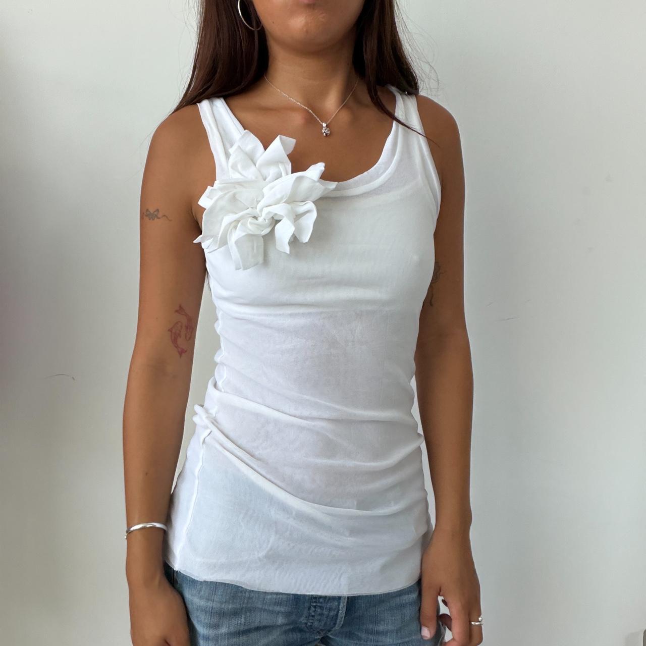 Vintage Sheer White Floral Top