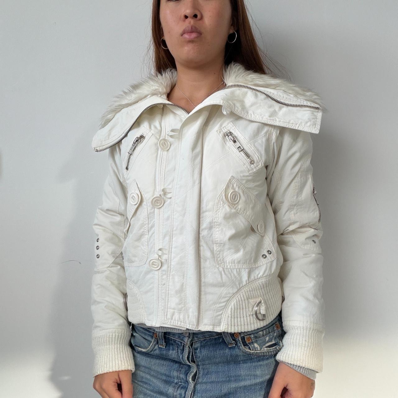 Vintage White Fur-Trim Jacket