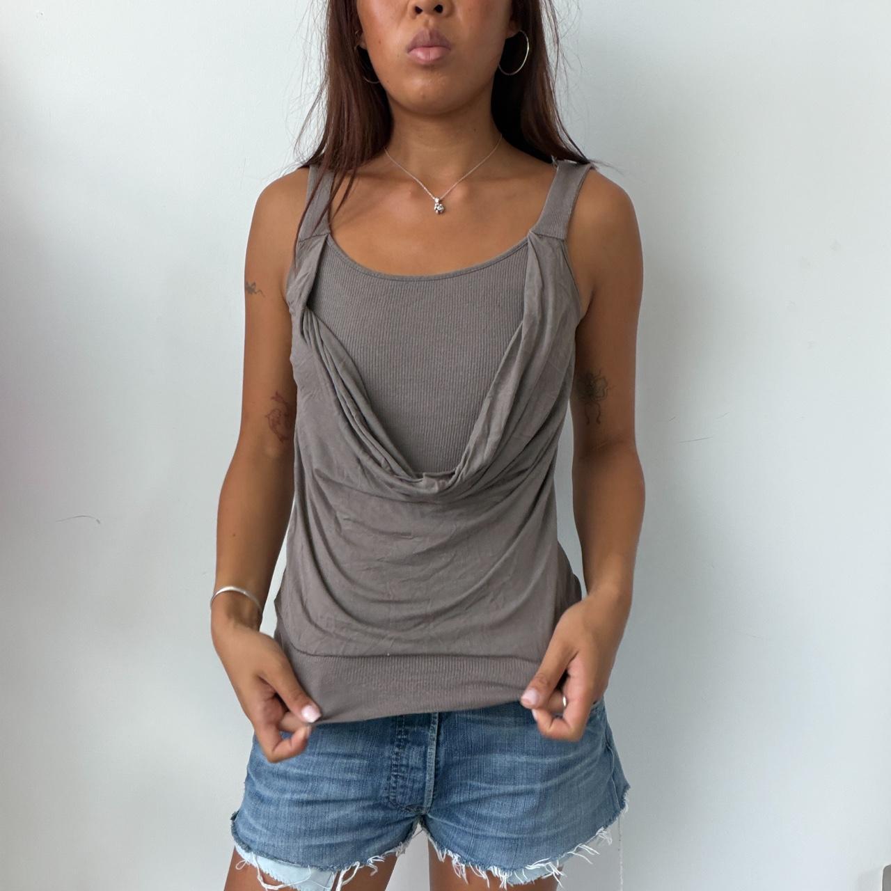 Vintage Brown Cowl Neck Top