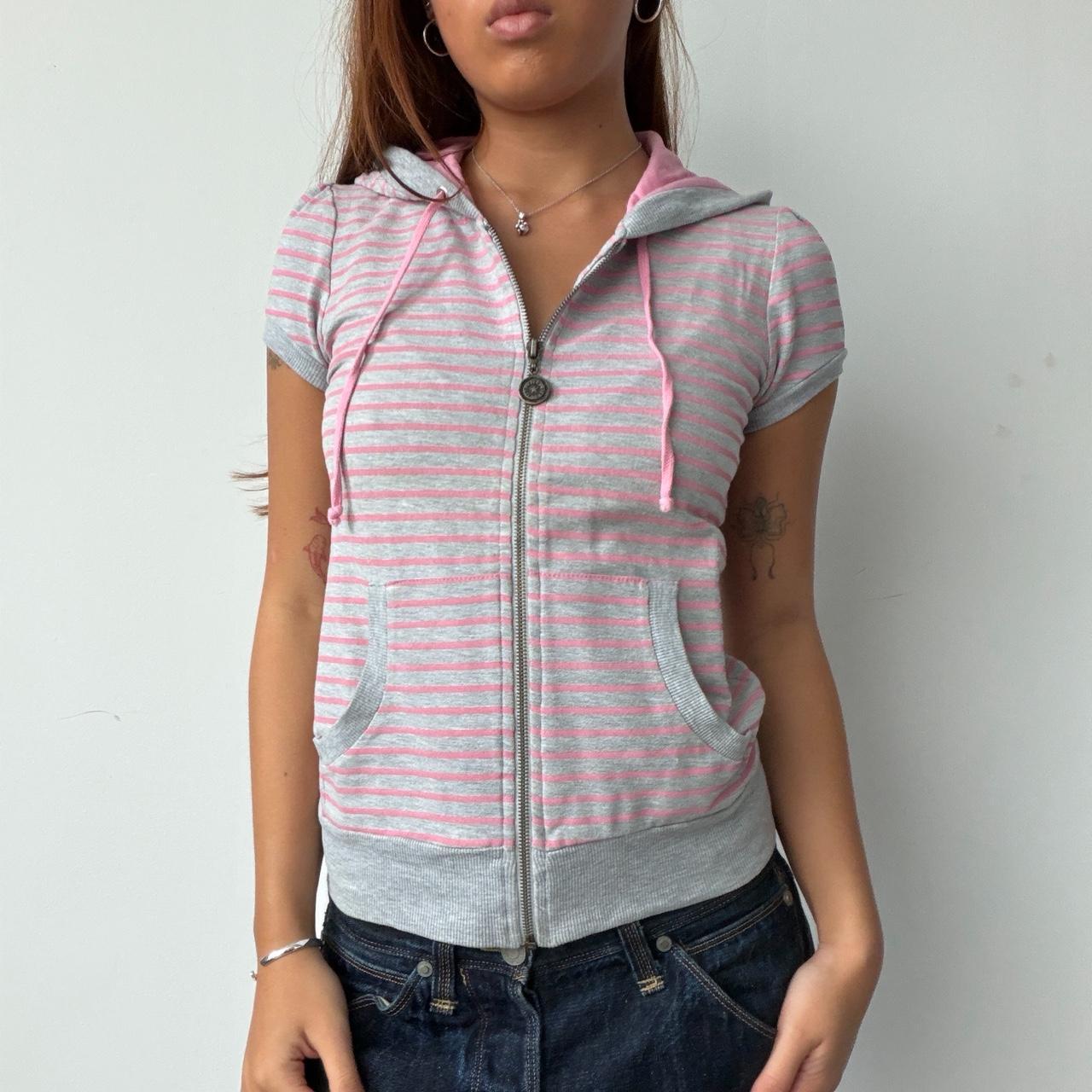 Vintage Stripe Pink Hooded Jumper