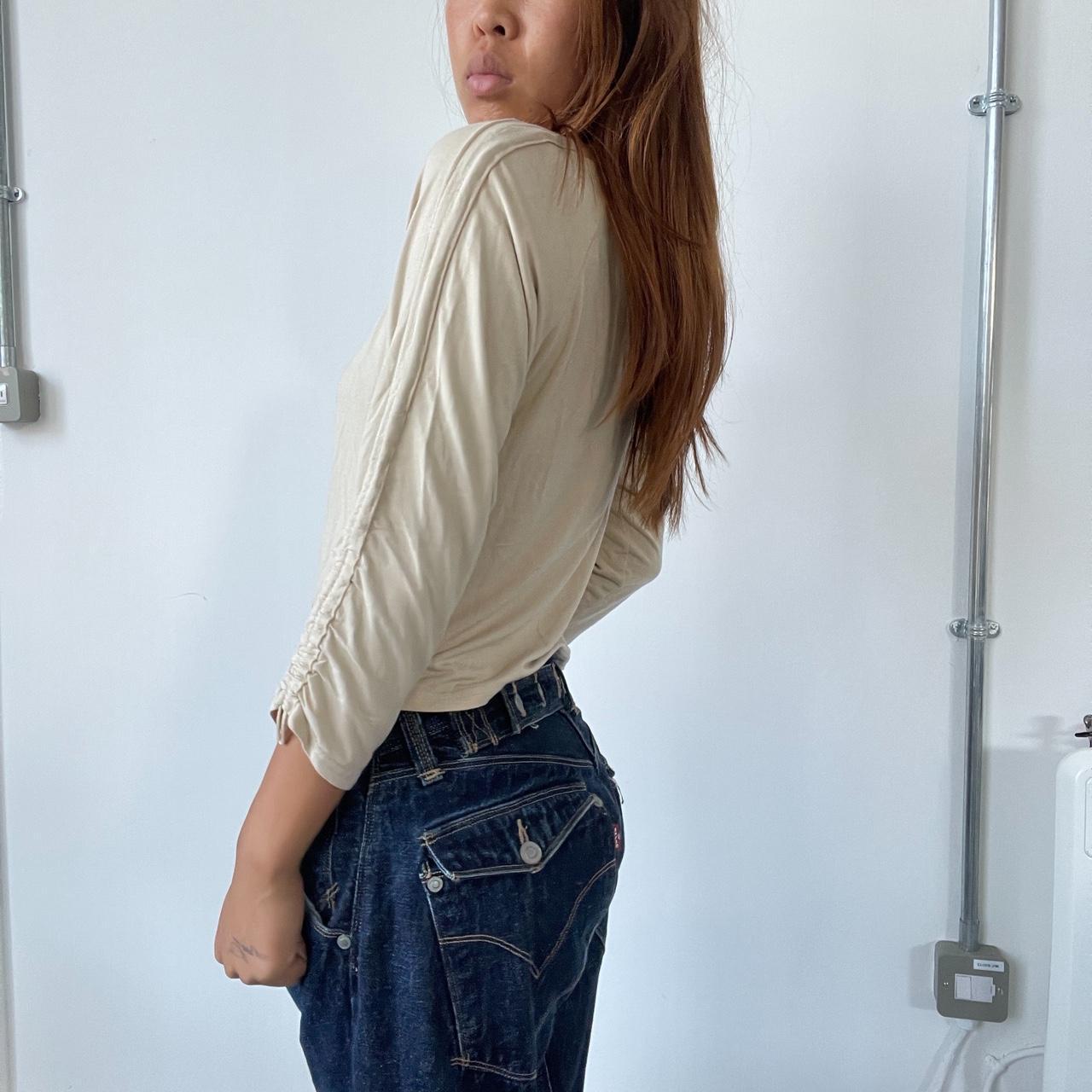 Vintage Beige Ruched Top