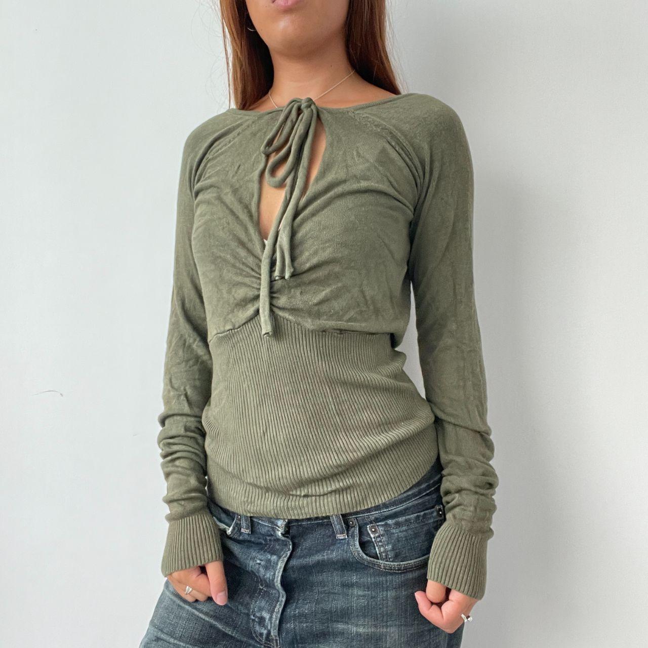 Vintage Khaki Keyhole Jumper