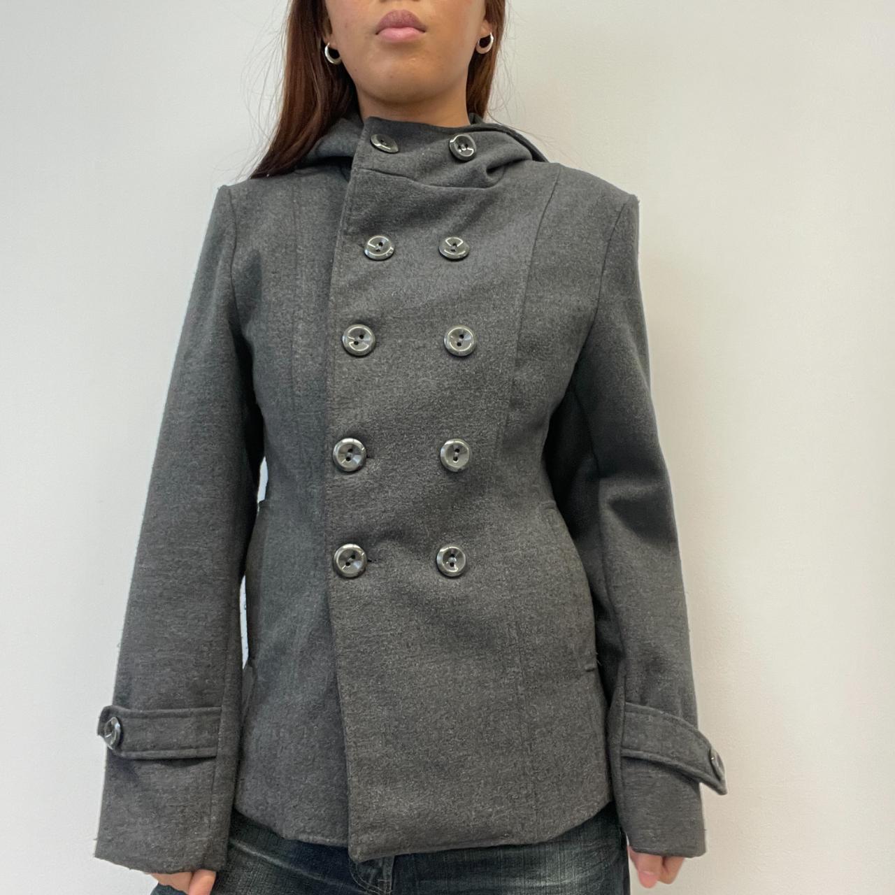 Grey Asymmetric Wool Coat