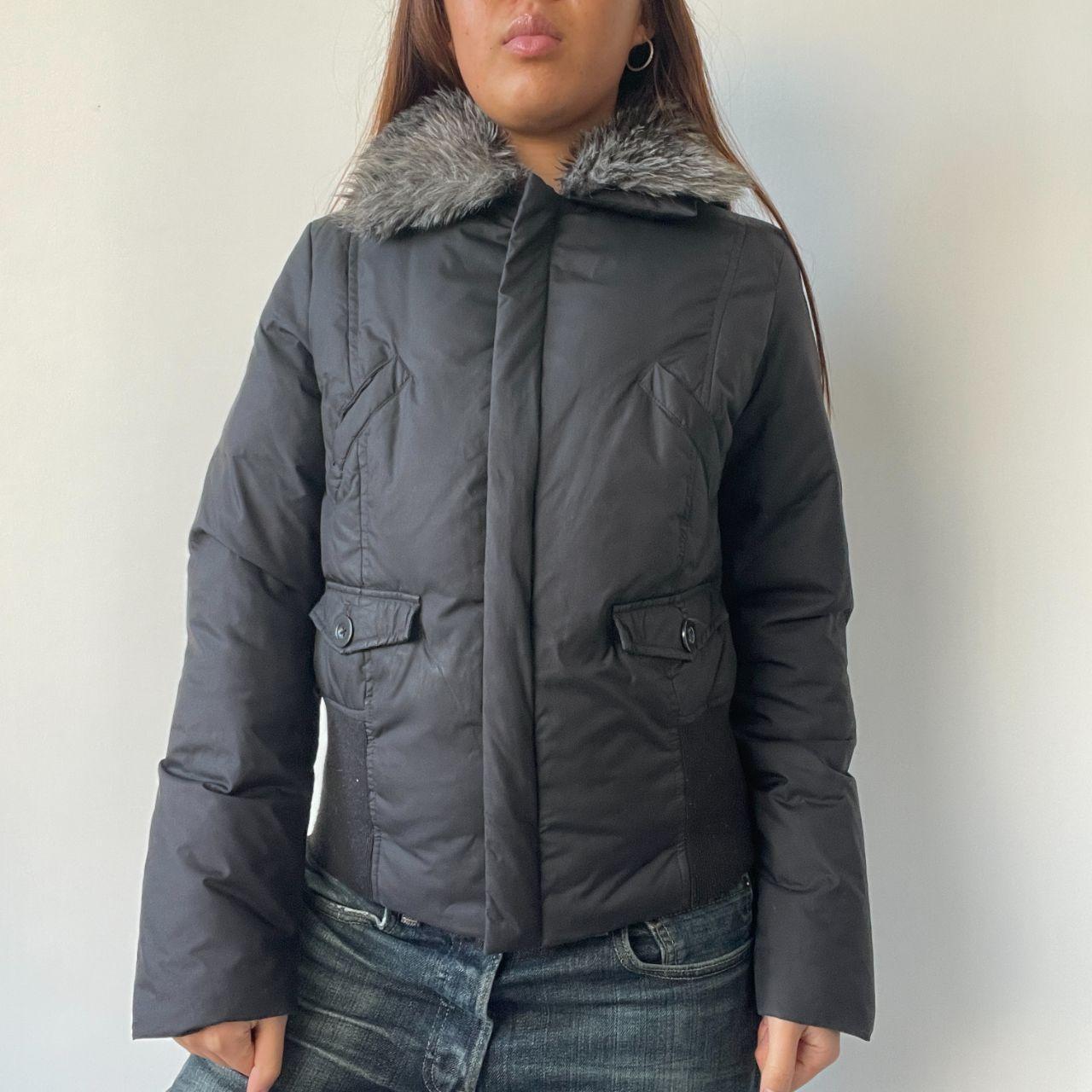 Black Fur Collar Fitted Jacket