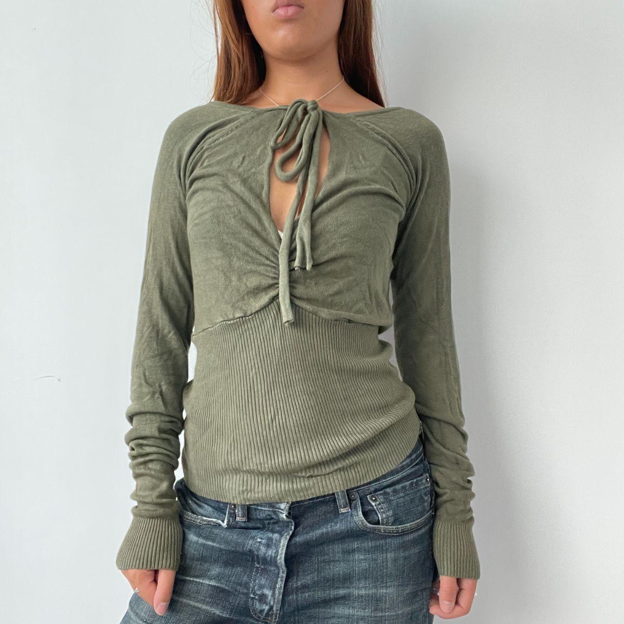 Vintage Khaki Keyhole Jumper