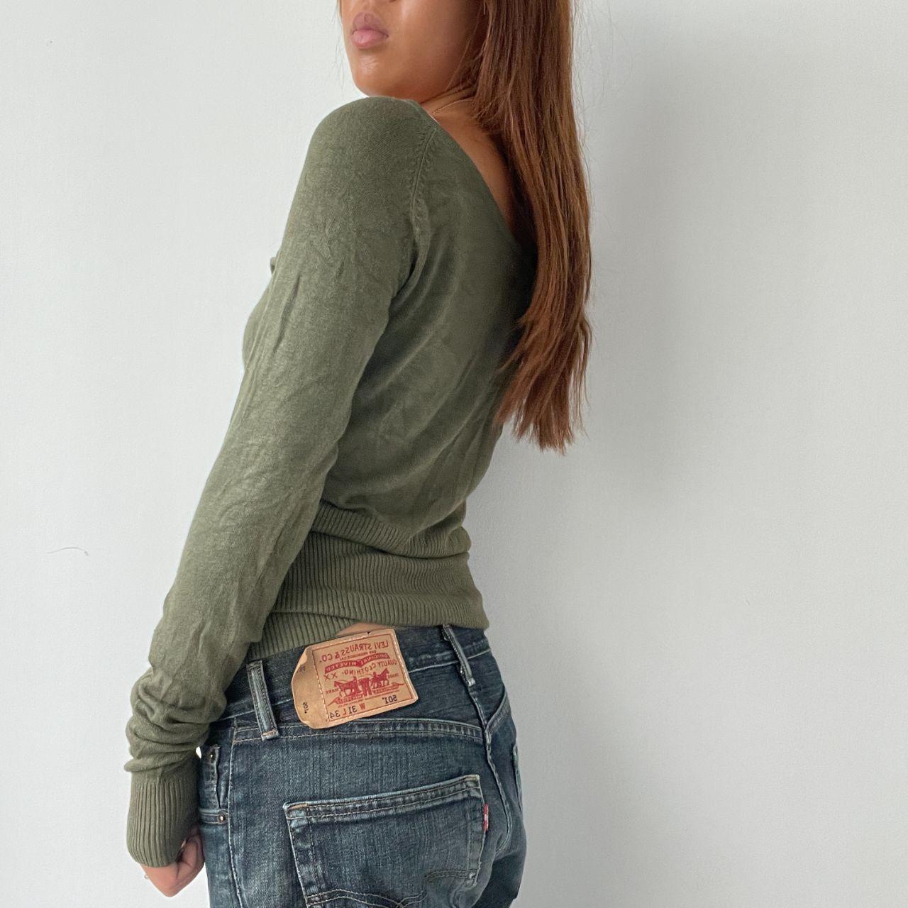 Vintage Khaki Keyhole Jumper