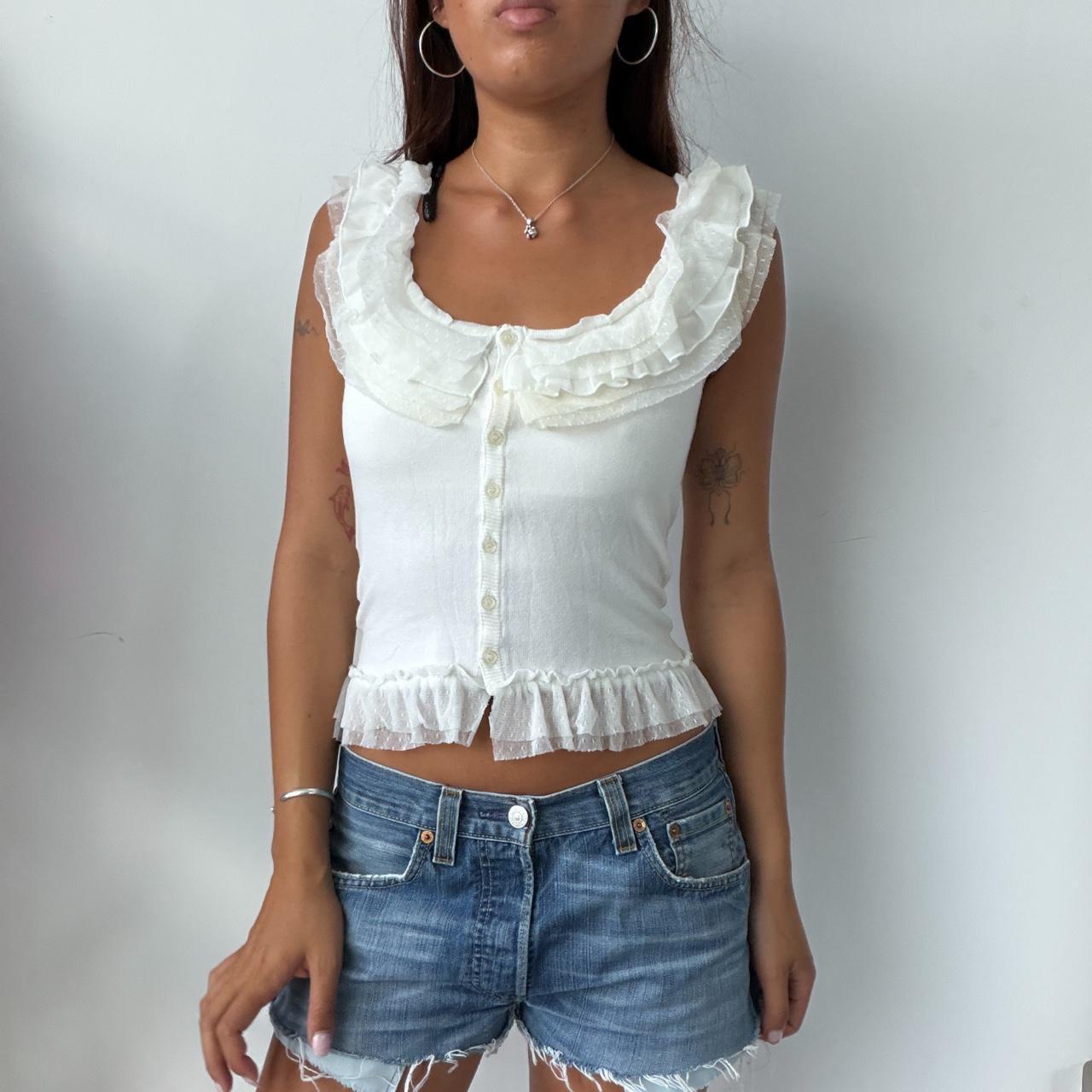 Vintage White Ruffled Top