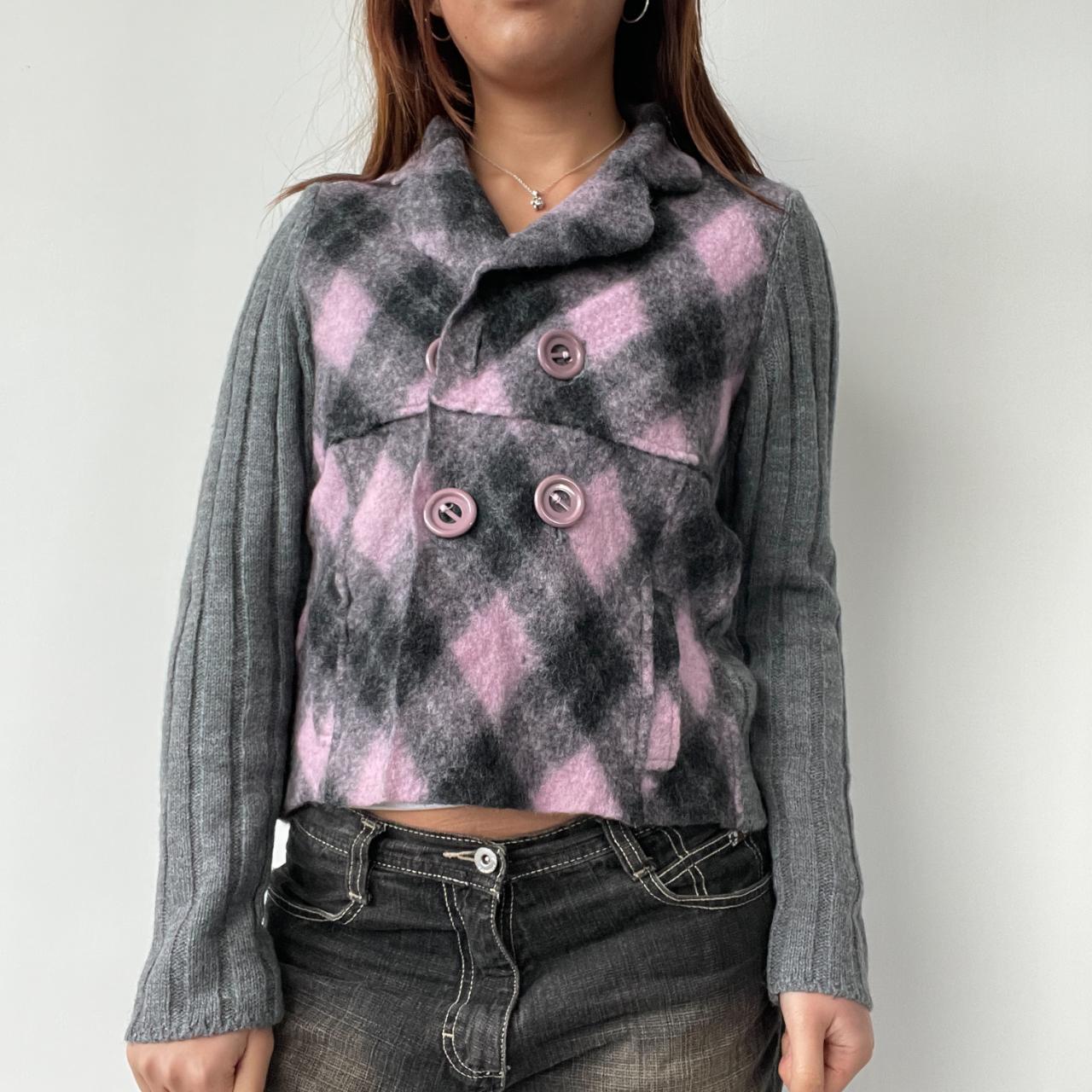 Pink/Grey Argyle Knit