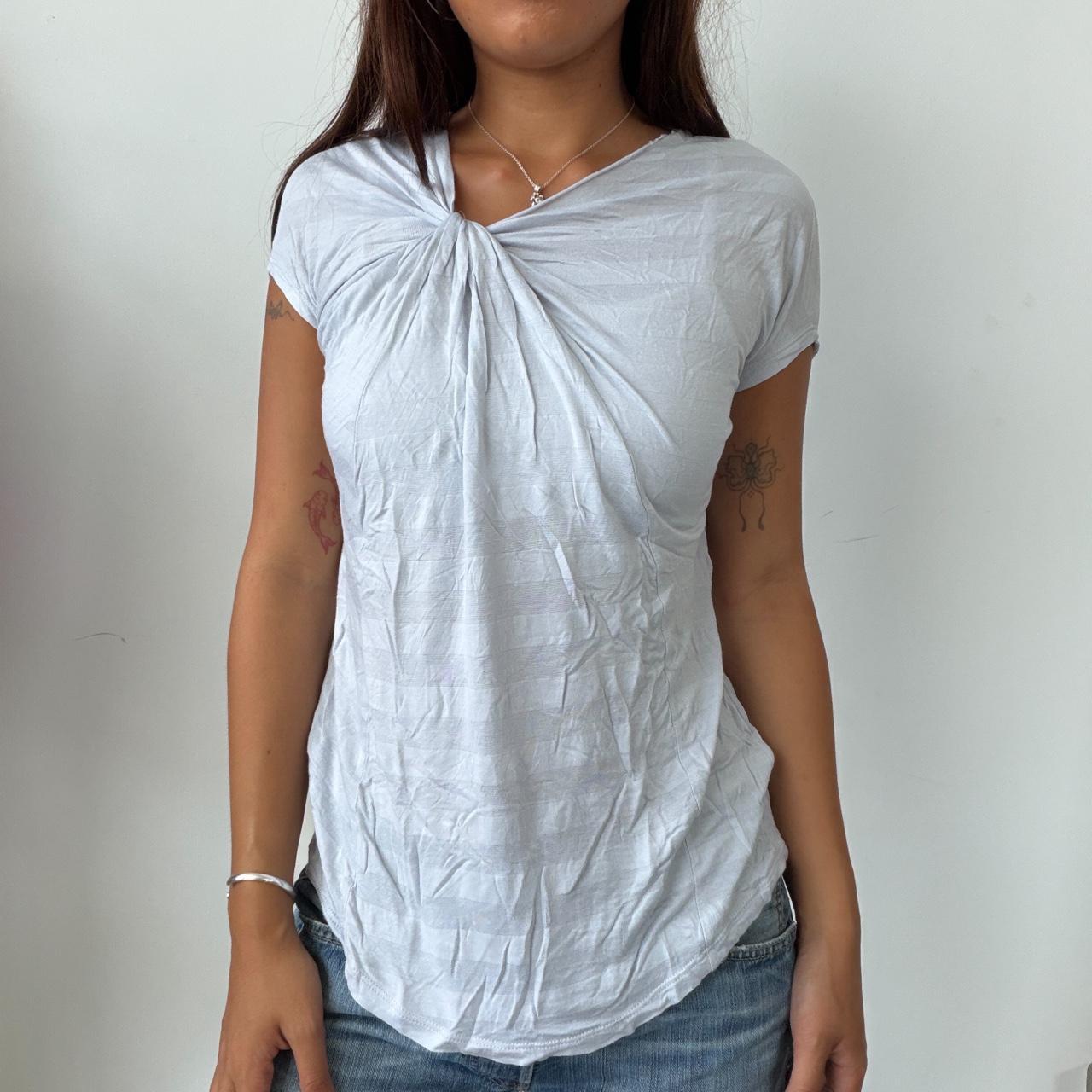 Vintage Baby Blue Striped Top