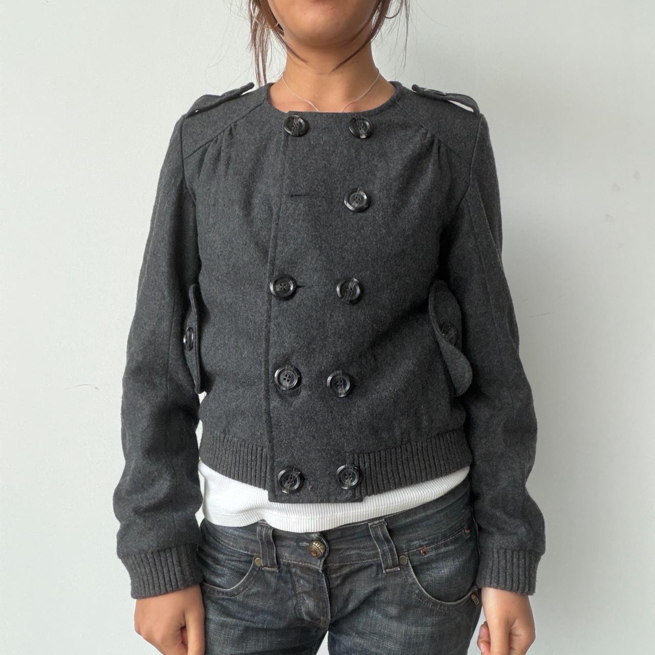Vintage Grey Double-Breasted Wool Jacket