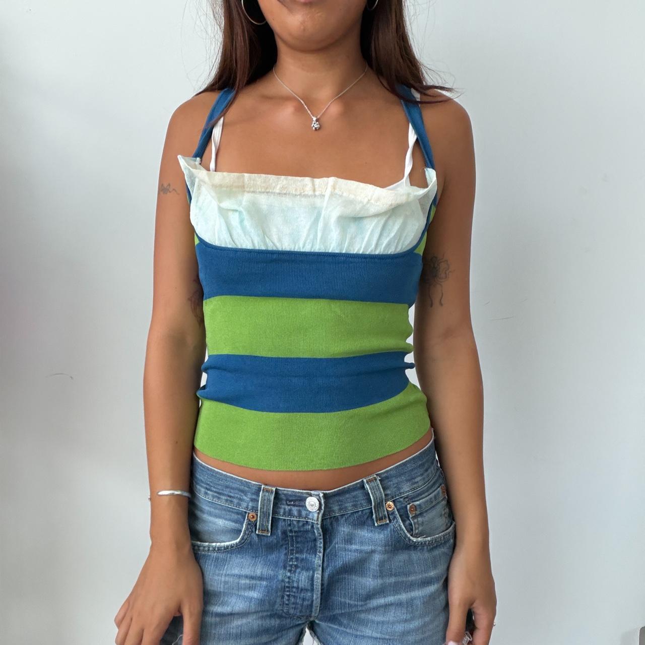 Vintage Green and Blue Top