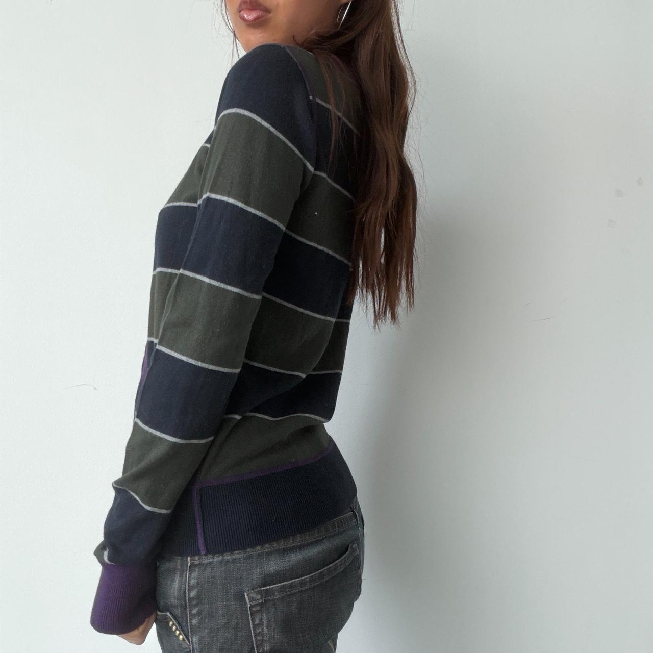 Vintage Navy Purple Stripe Cardigan