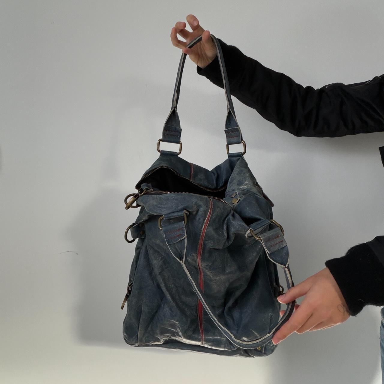 Blue Leather Shoulder Bag