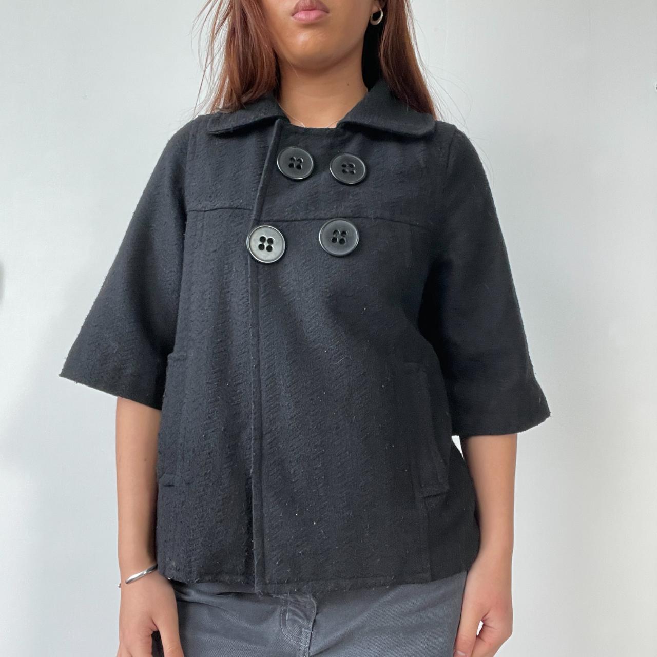 Black Boxy Collared Peacoat