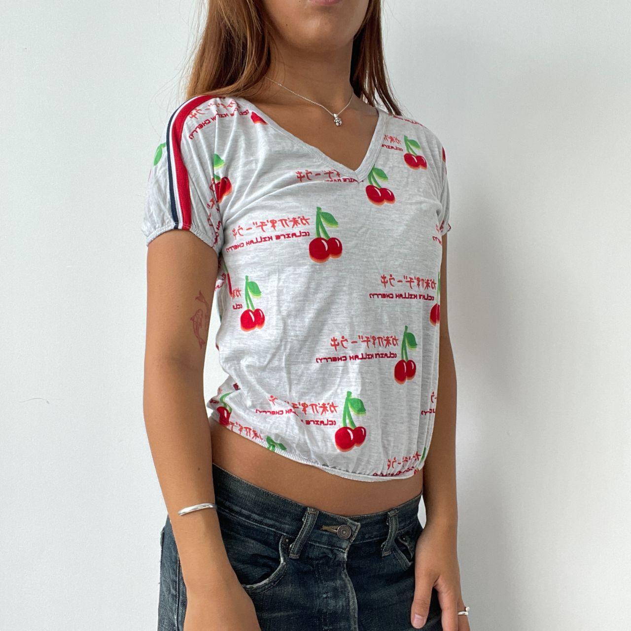 Vintage Grey V neck Graphic Top
