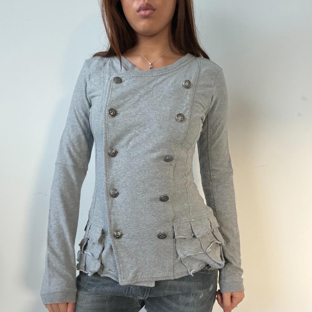 Vintage Grey Double Breasted Jumper
