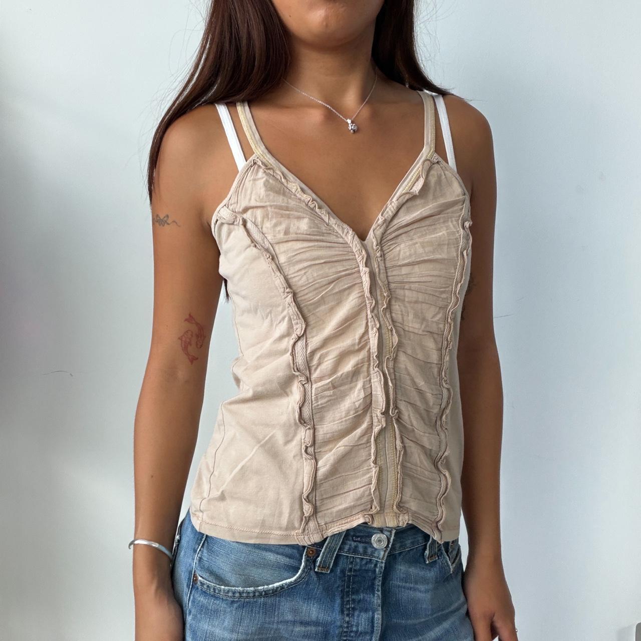 Vintage Beige Ruched Top