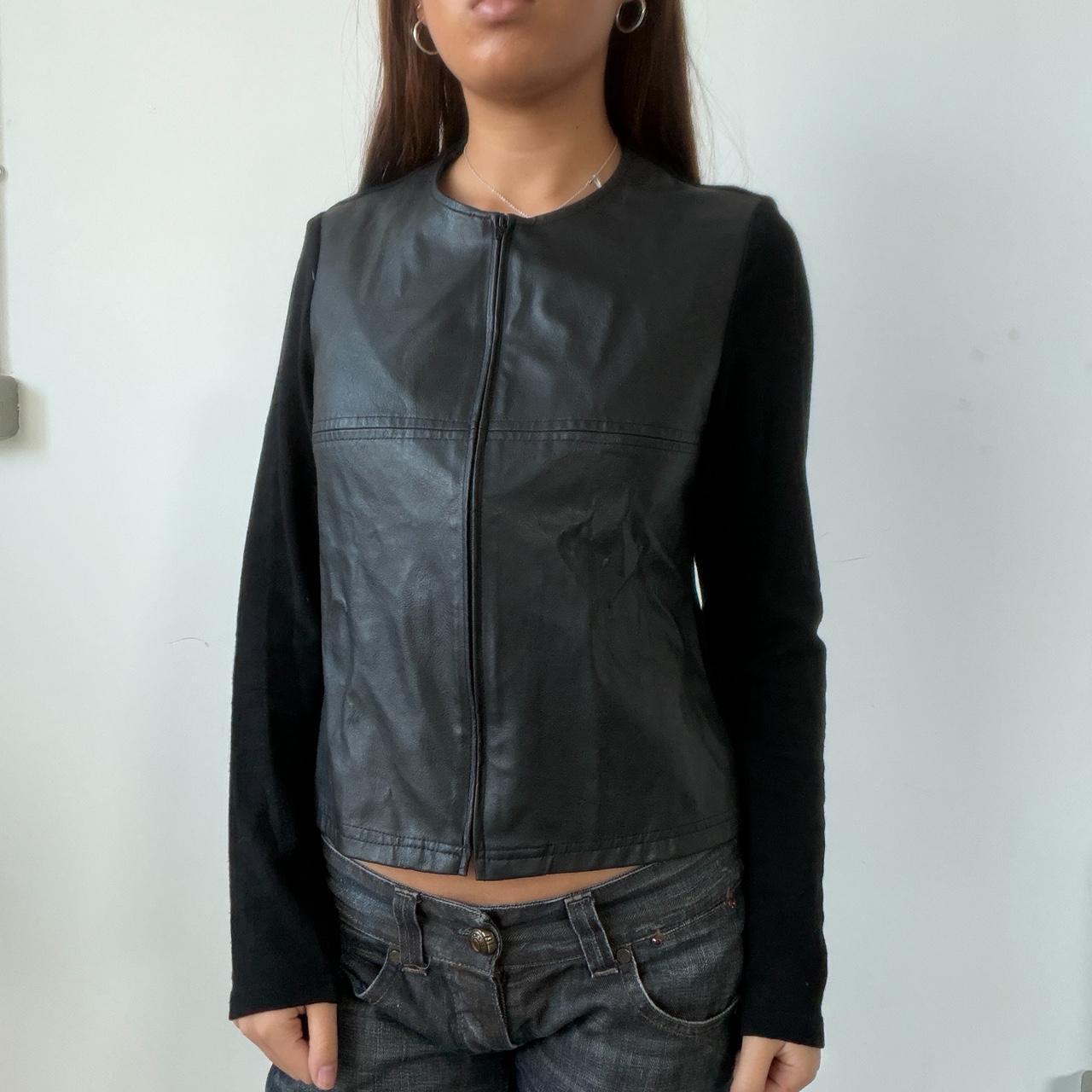 Vintage Black Leather Zip Up