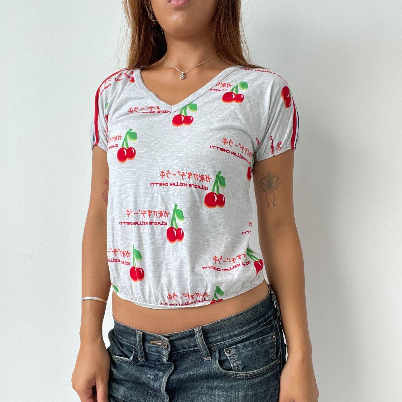 Vintage Grey V neck Graphic Top