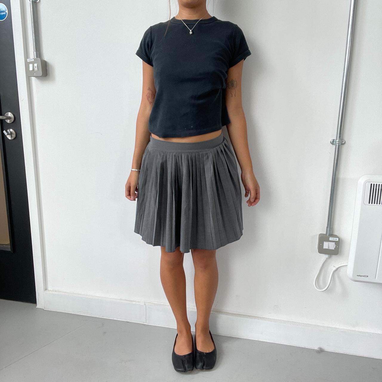 Vintage Grey Pleated Mini Skirt