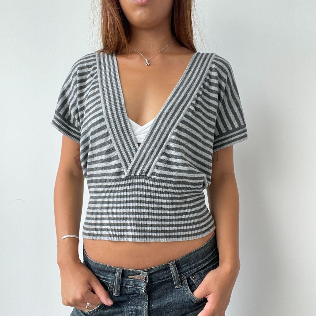 Vintage V Neck Stripe Top