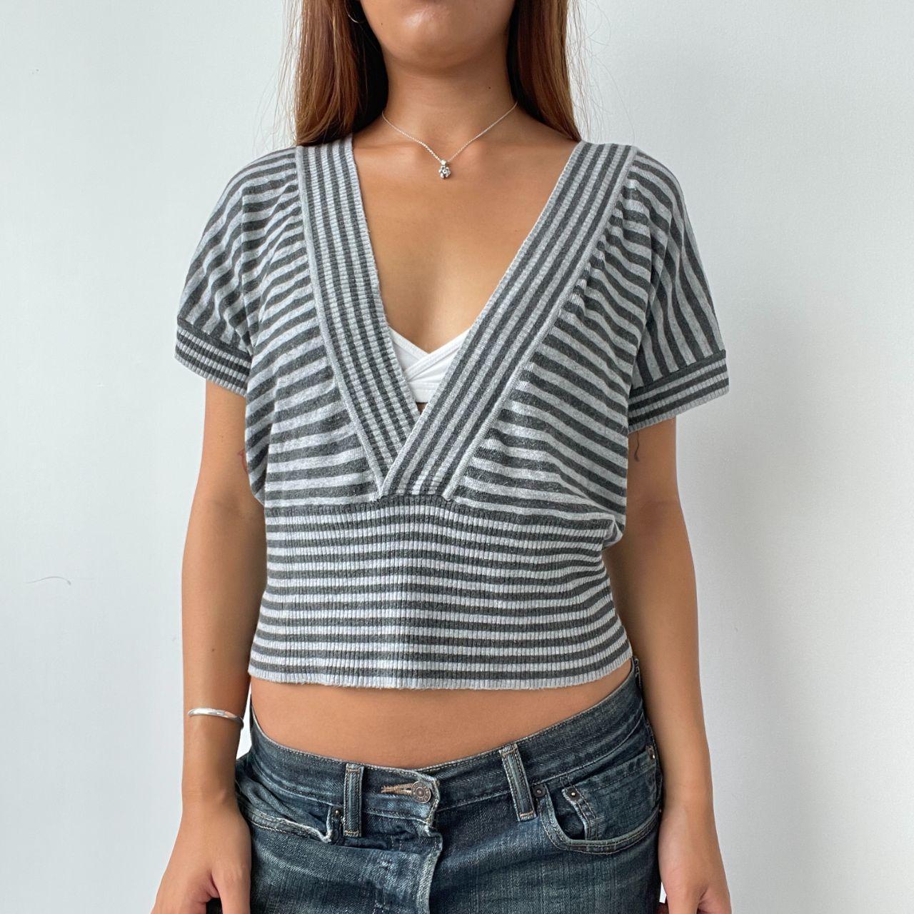 Vintage V Neck Stripe Top