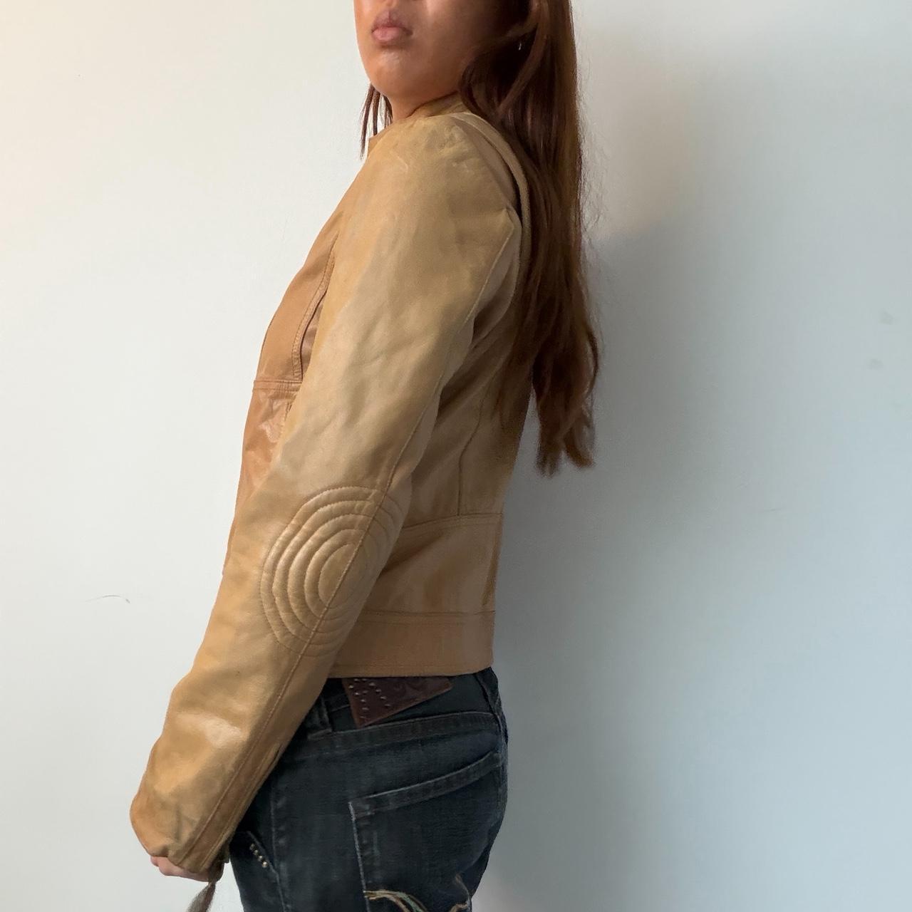 Vintage Beige Leather Jacket