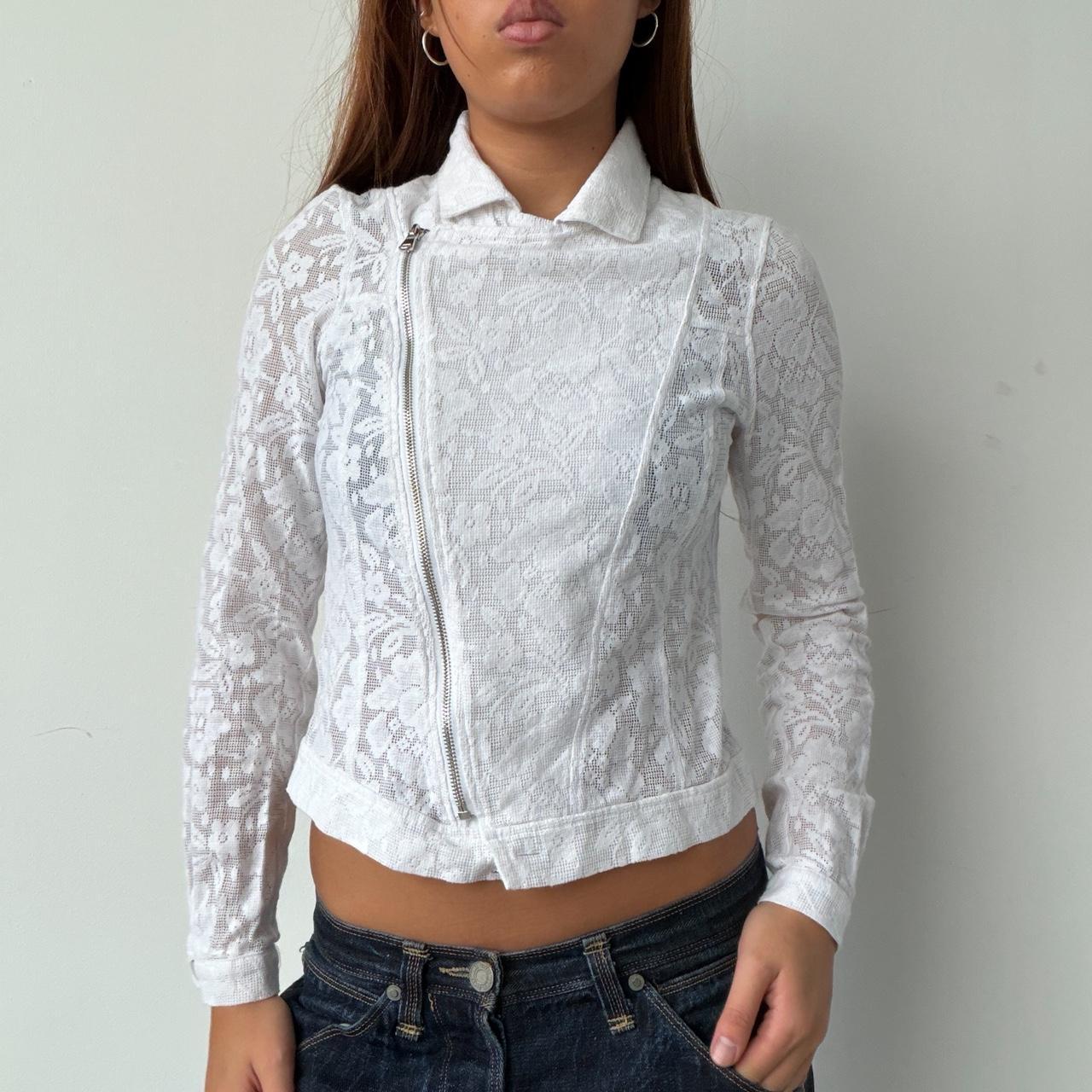 Vintage White Lace Zip Up