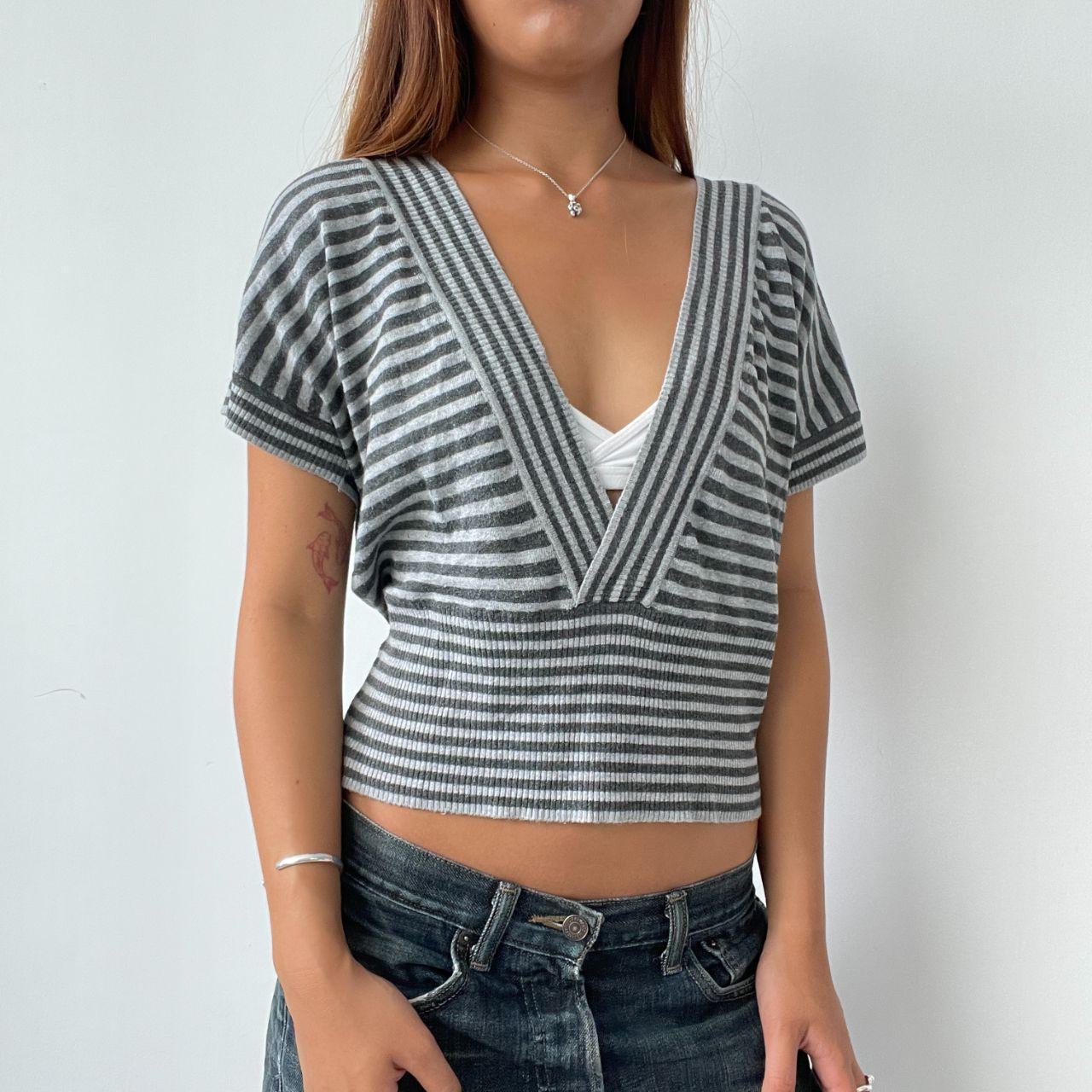 Vintage V Neck Stripe Top