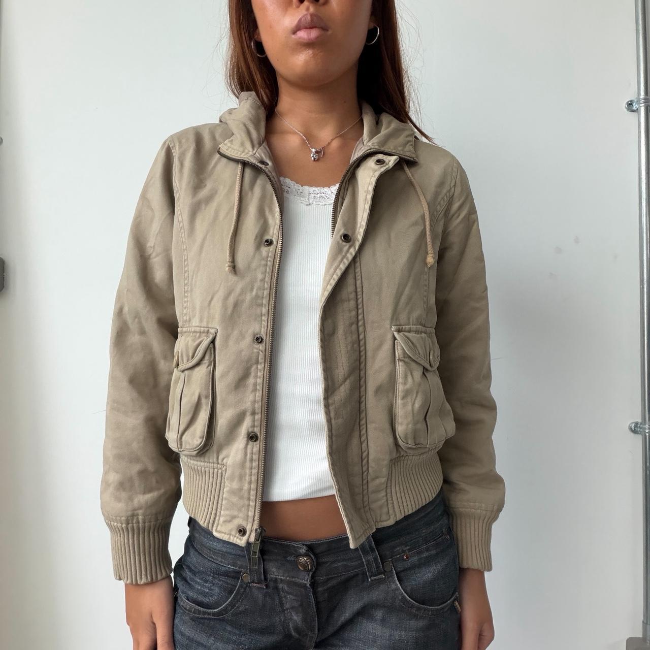 Vintage Beige Hooded Jacket