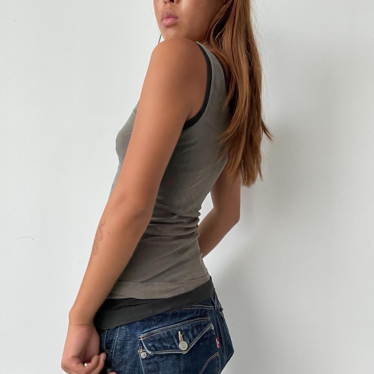 Vintage Khaki Black Mesh Top