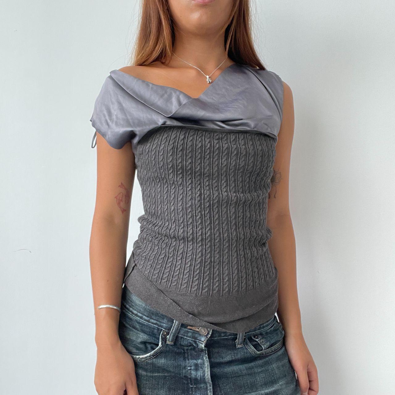 Vintage Grey Cable Knit Top