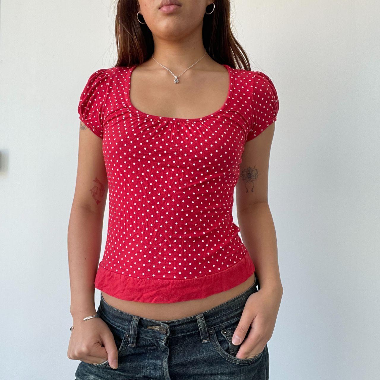 Red Polka Dot Babydoll Top