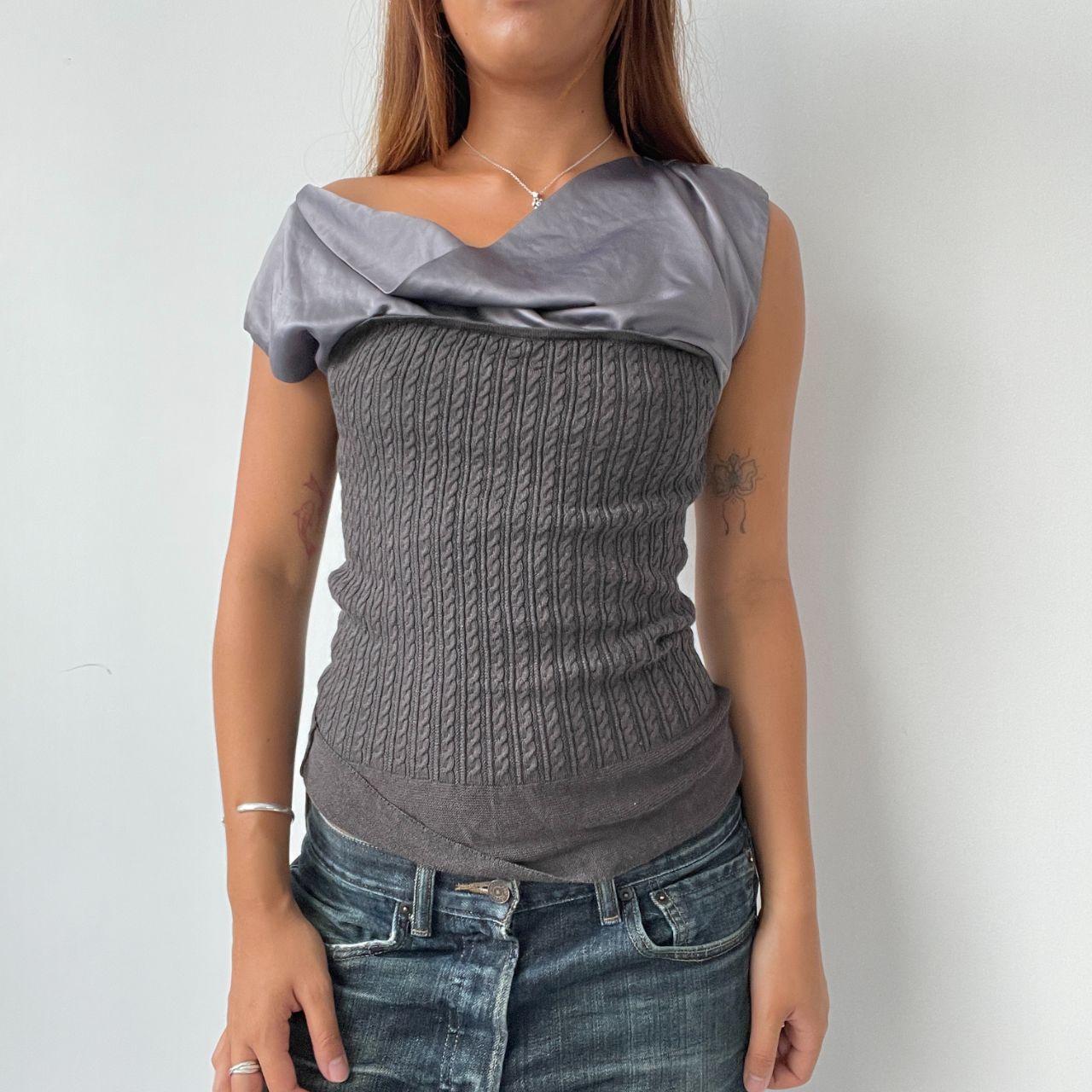 Vintage Grey Cable Knit Top