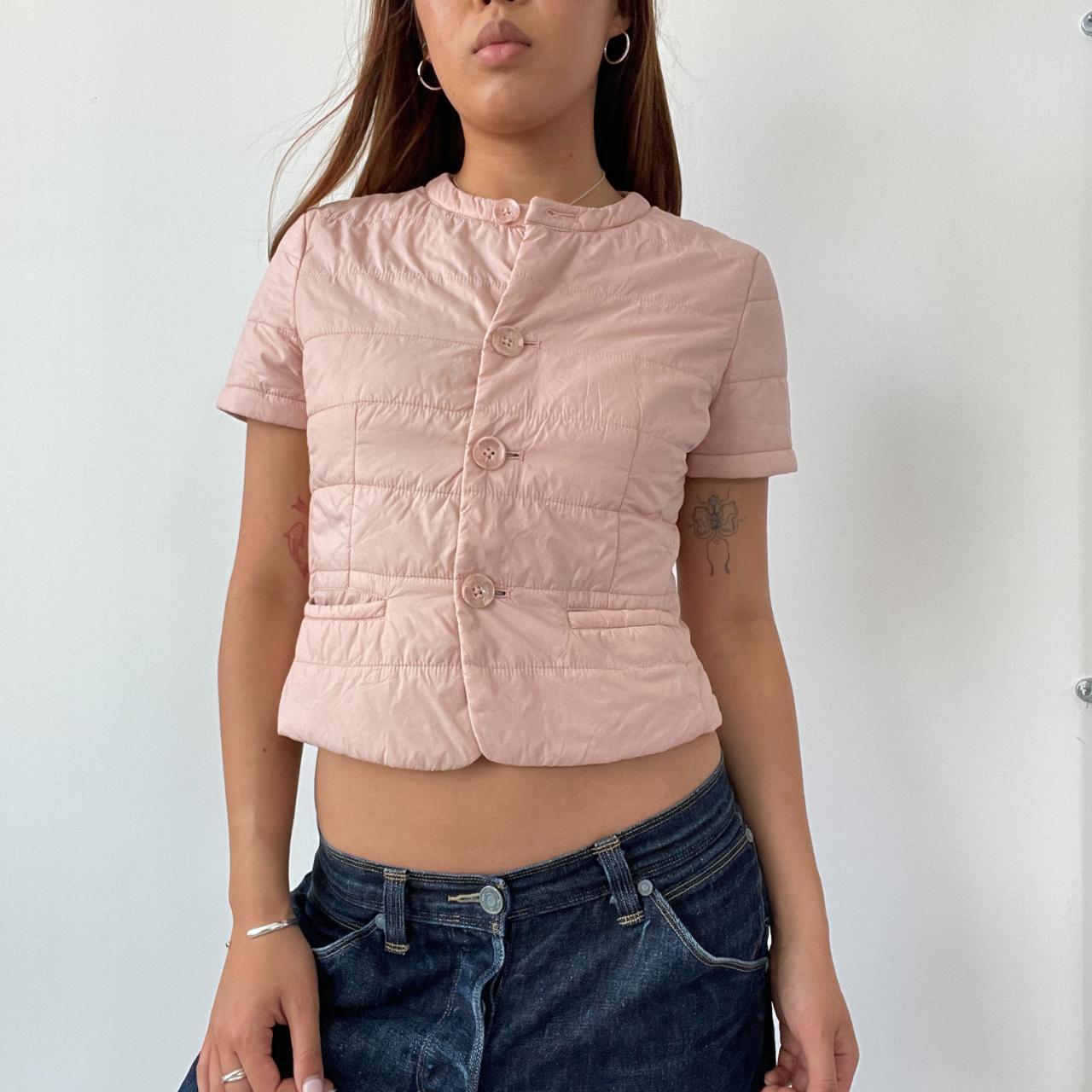 Pink Puffy Button Up Top