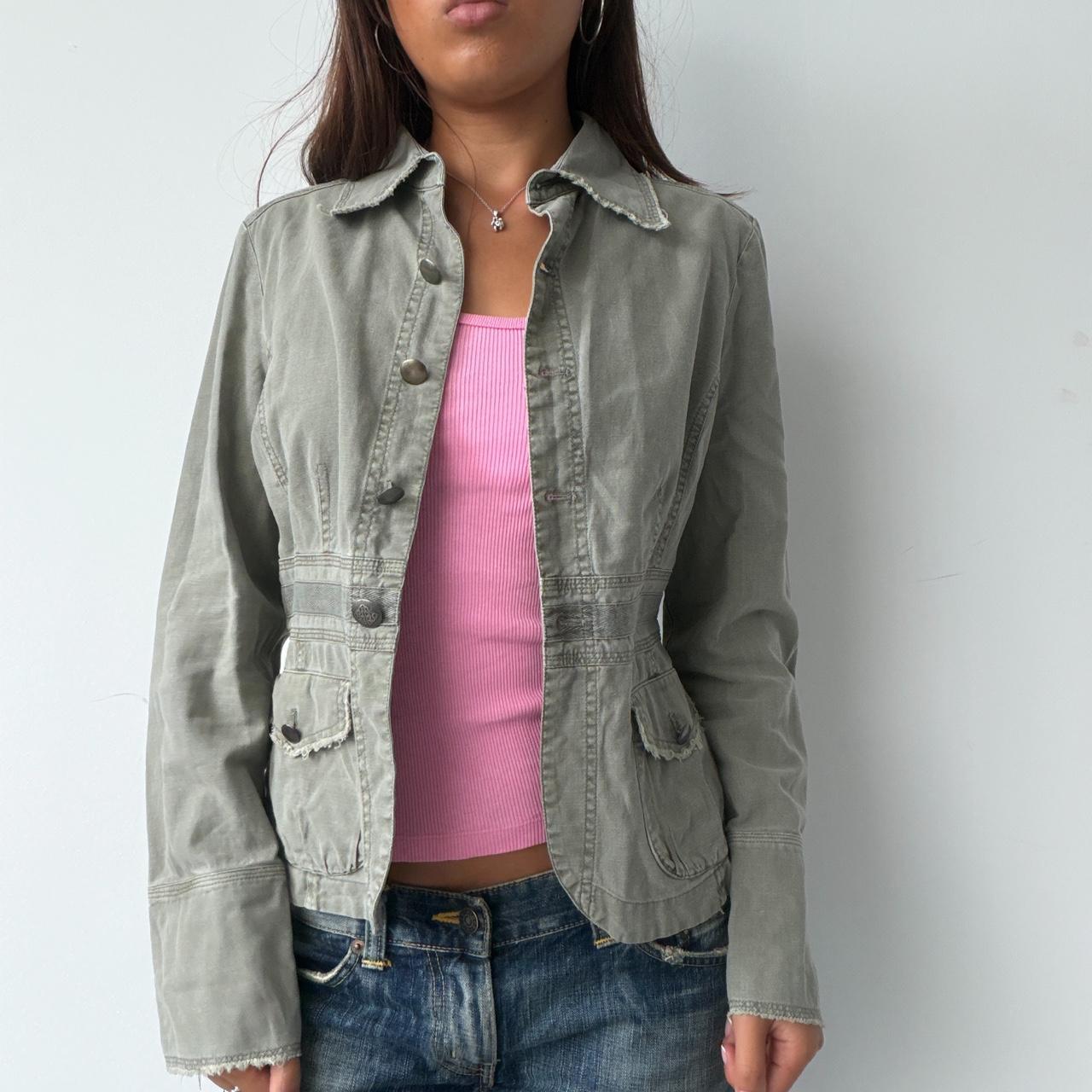 Vintage Light Grey Khaki Button Up