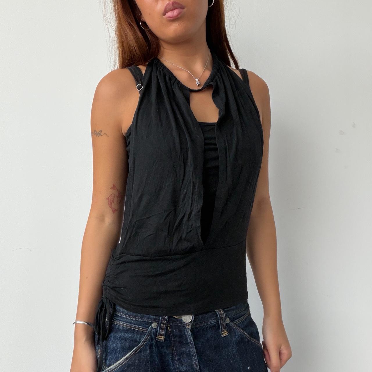 Vintage Black Open Front Cami