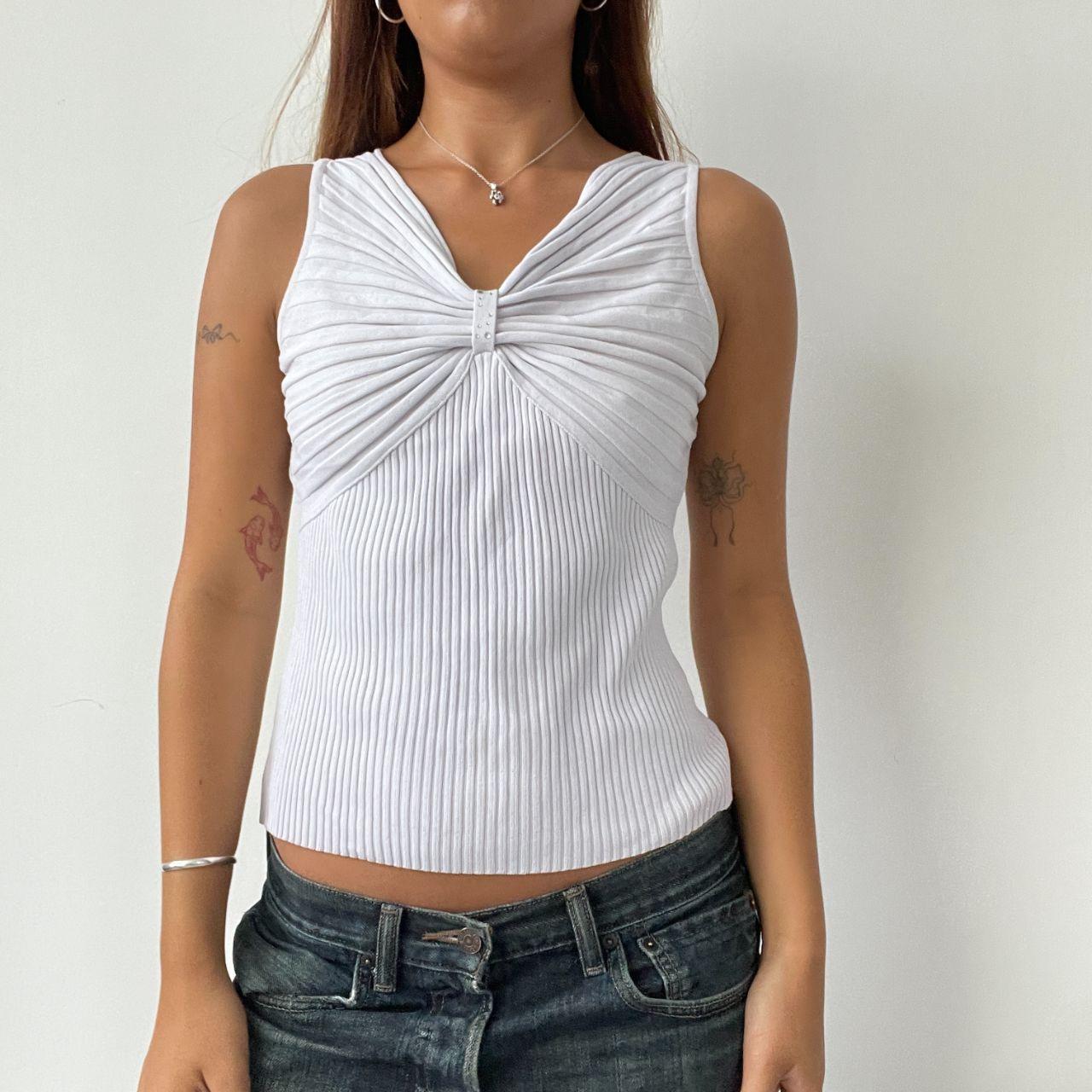 Vintage White Ribbed Top