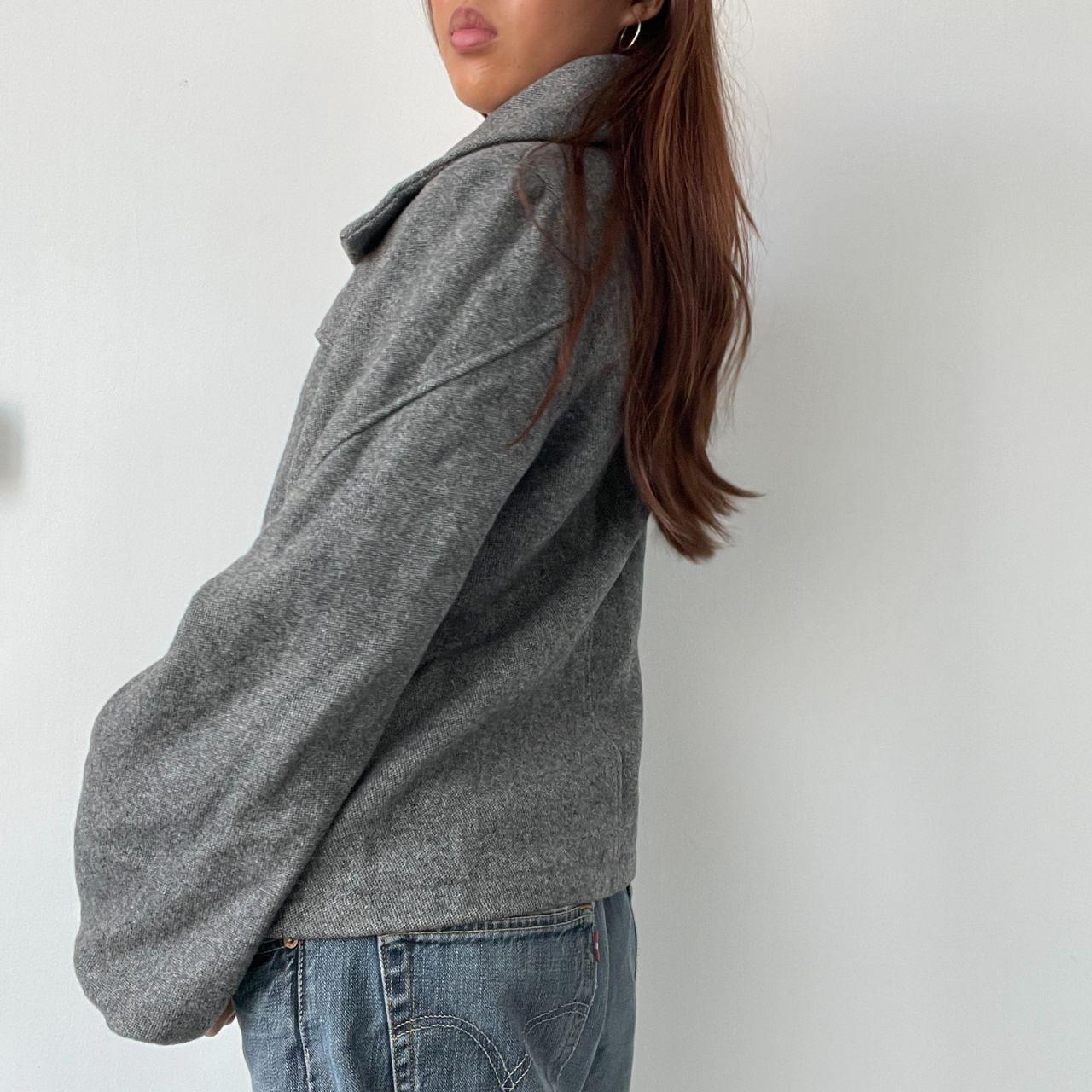 Grey Pleated Detailed Peacoat