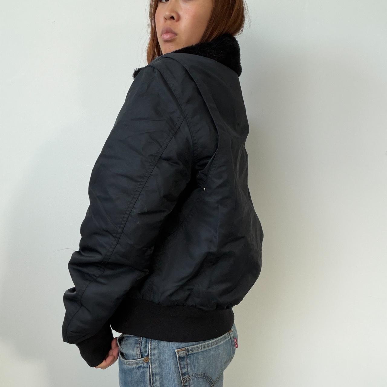 Vintage Black Collared Bomber Jacket