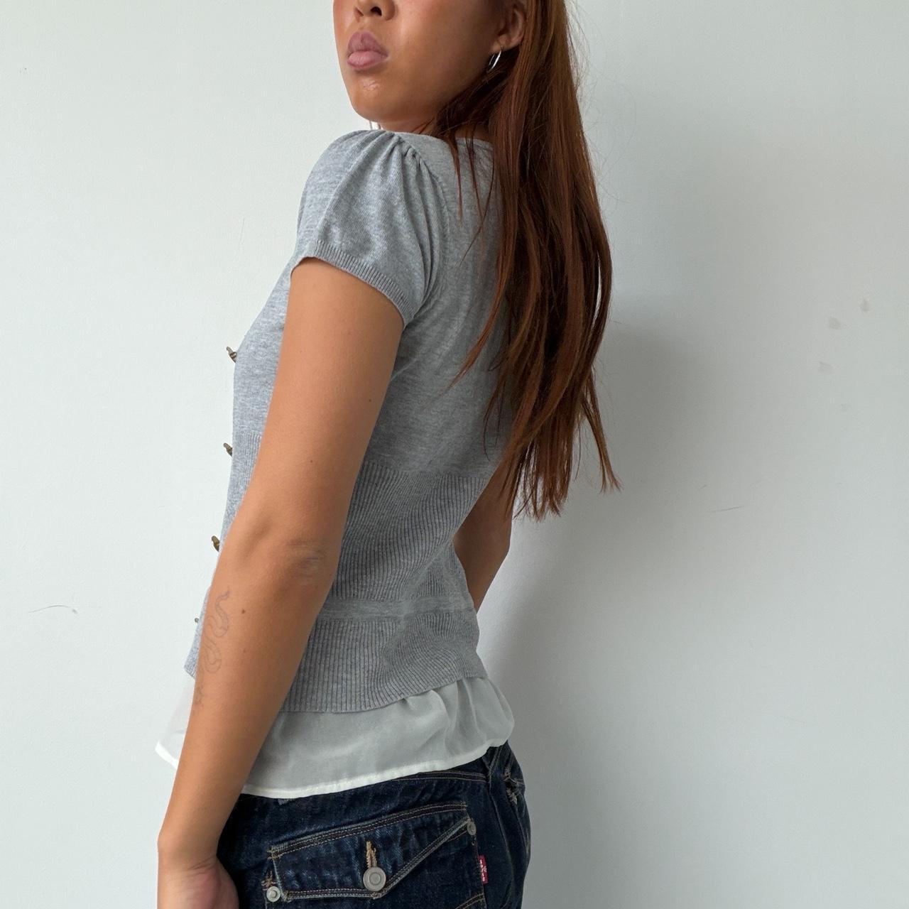 Vintage Grey Button Up Top
