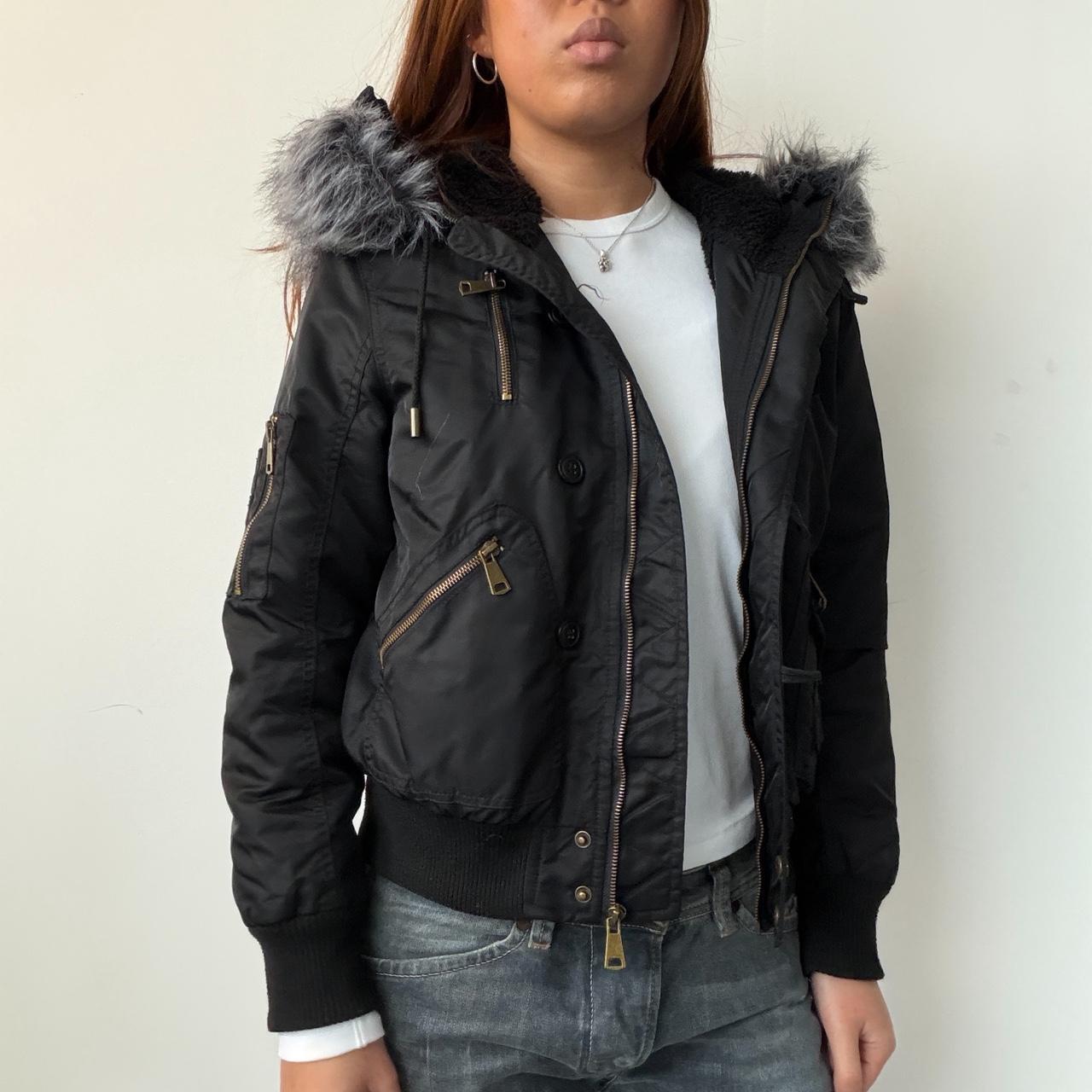 Vintage Black Hooded Puffer Jacket