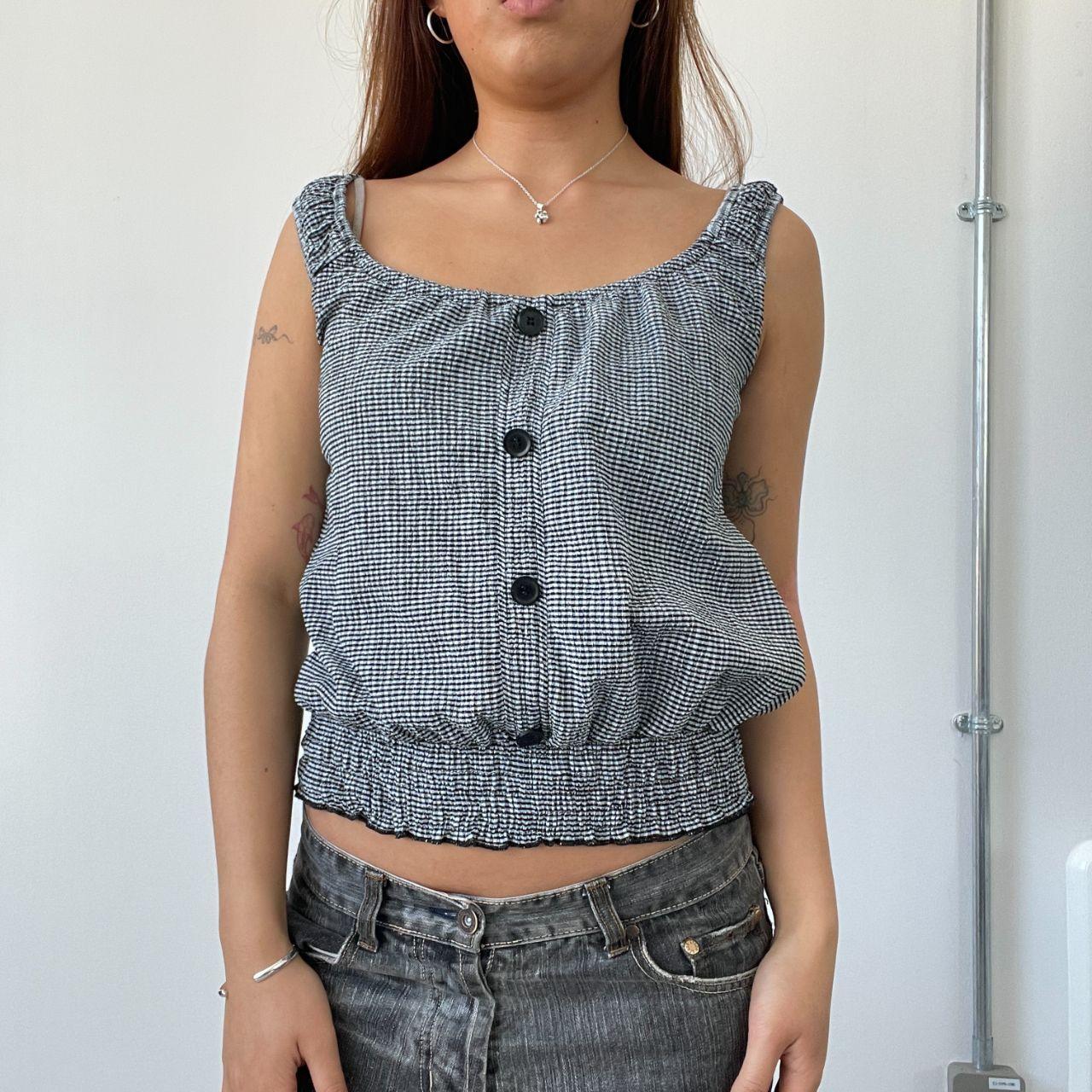 Black/White Gingham Top