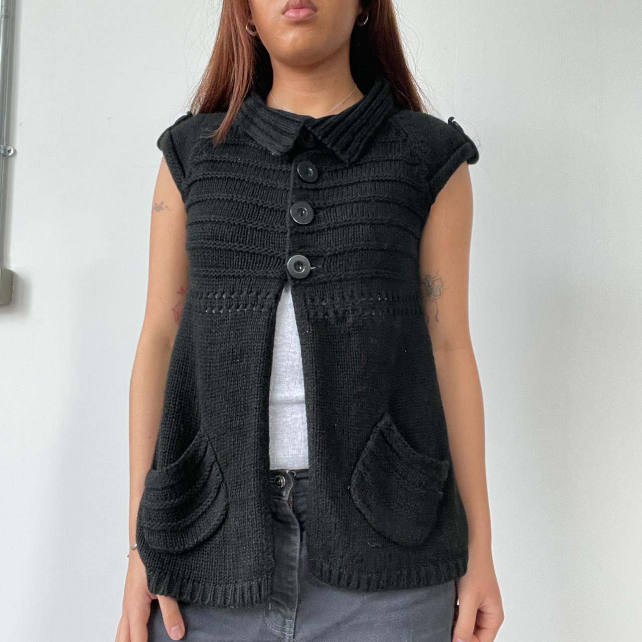 Black Collared Knit Cardigan