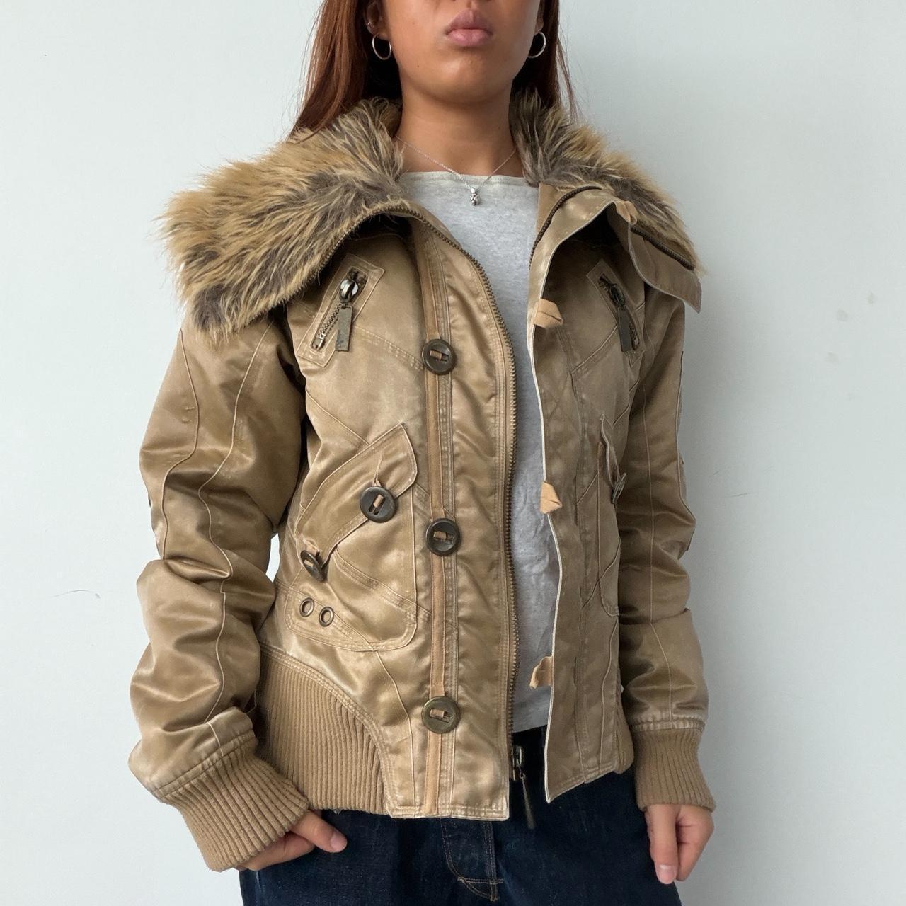 Vintage Tan Fur Collar Jacket