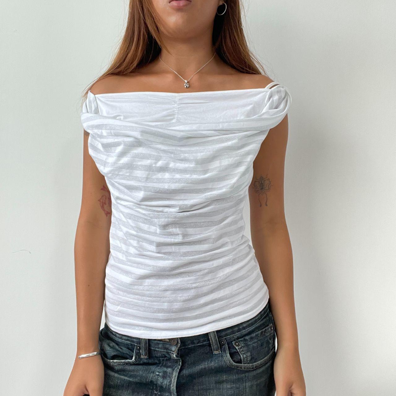 Vintage Stripe Cowl Neck Top
