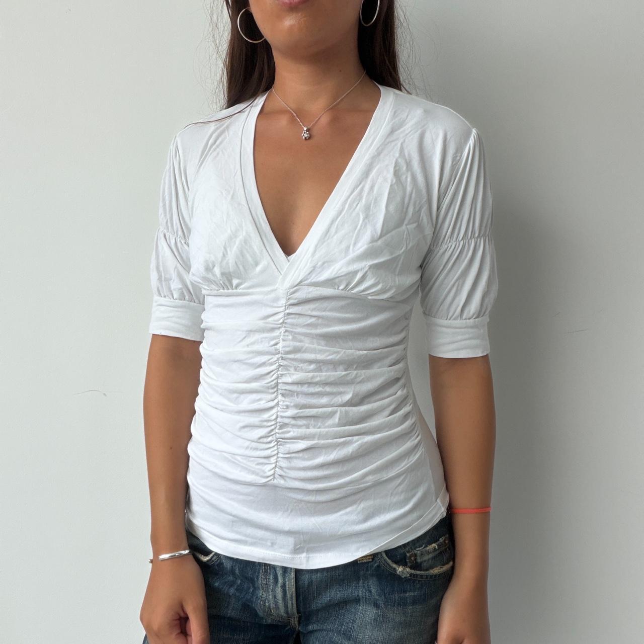 Vintage White Ruched Top