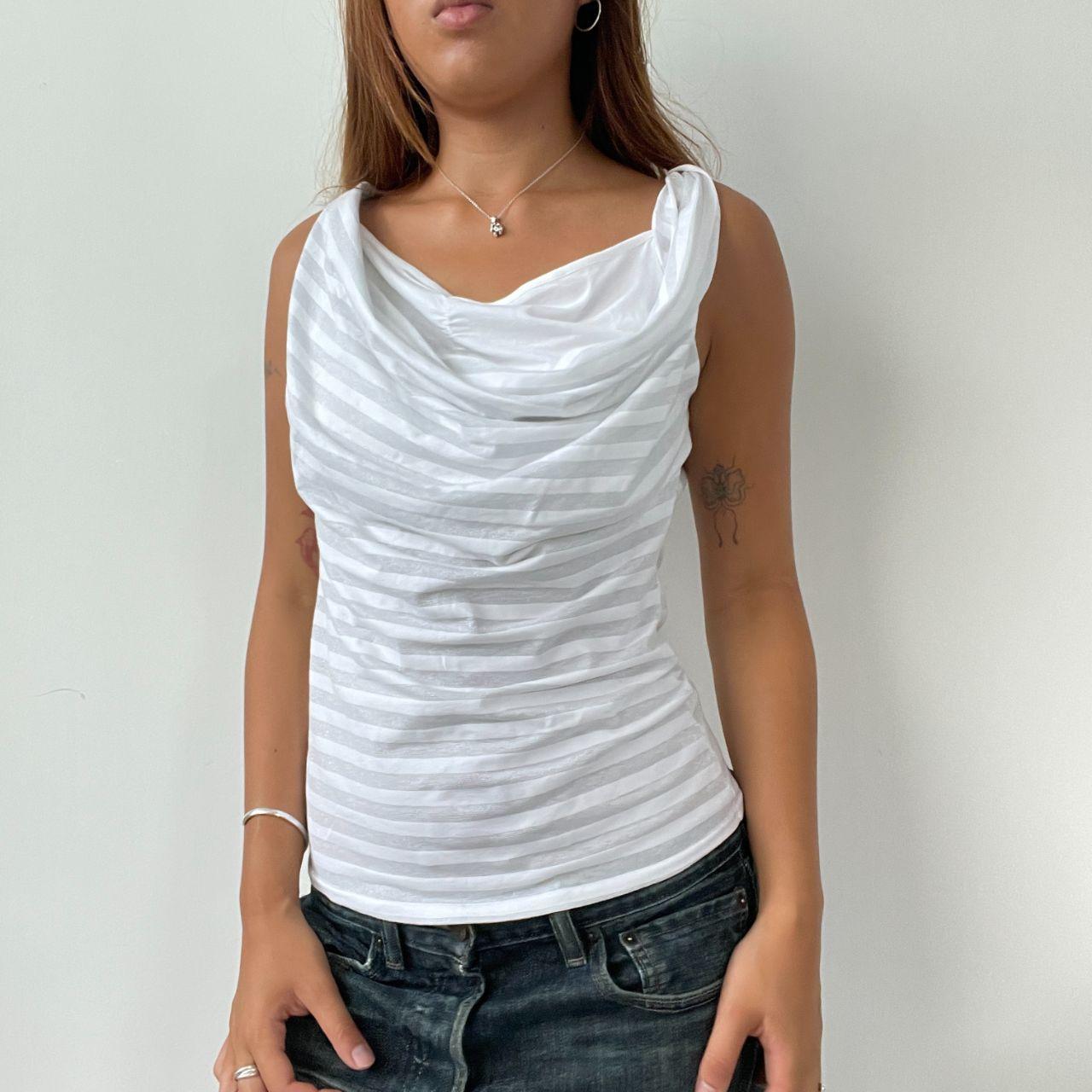 Vintage Stripe Cowl Neck Top
